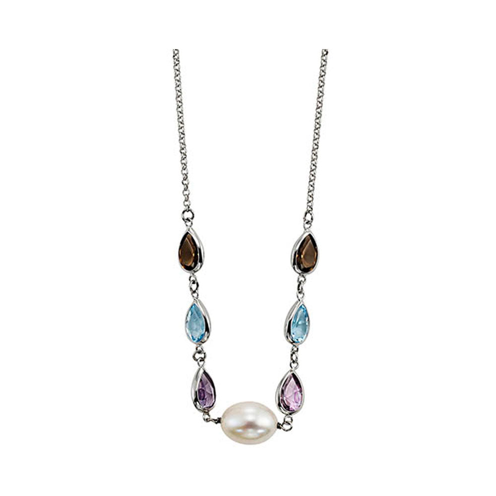 Silver Mix Colorstone Necklace