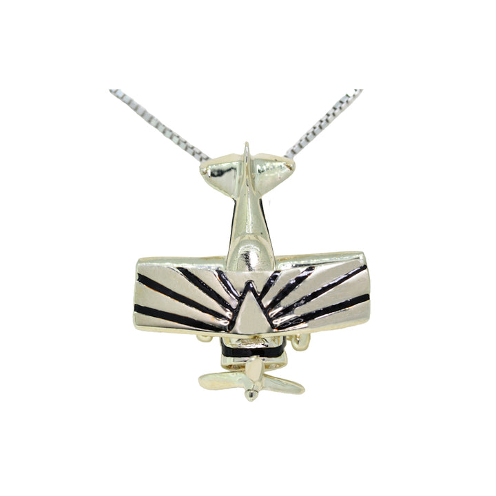 14K white gold Bi-Plane with Antiquing Charm