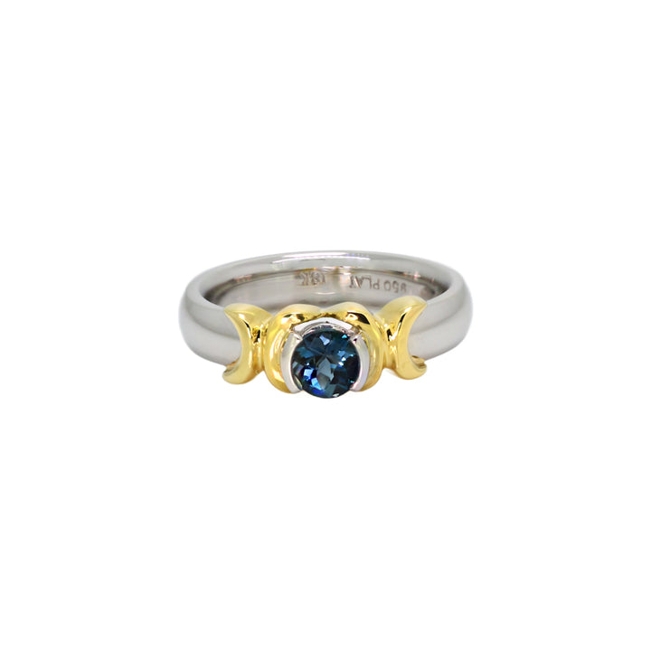 Two Tone Captivating London Blue Topaz Ring