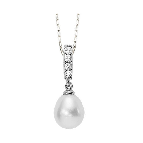 Silver White & Pearl 1 1/5Ctw Pendant