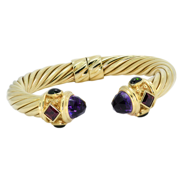 David Yurman Hinged Renaissance Bangle Bracelet with Amethyst