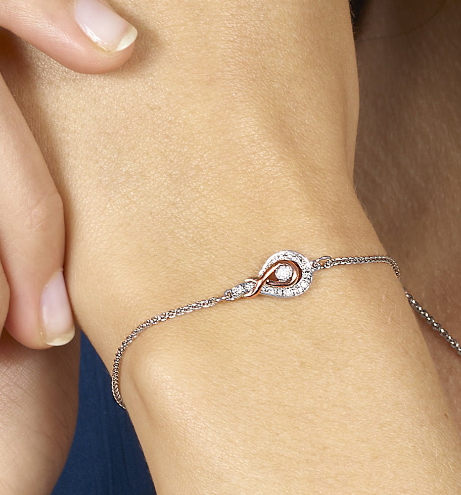 Gold Silver White Rose Diamond 1/20Ctw Bracelet