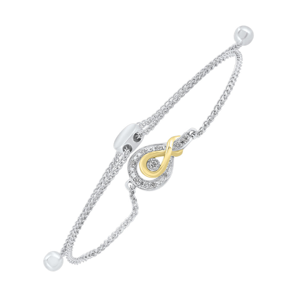 Gold Silver White Yellow Diamond 1/20Ctw Bracelet