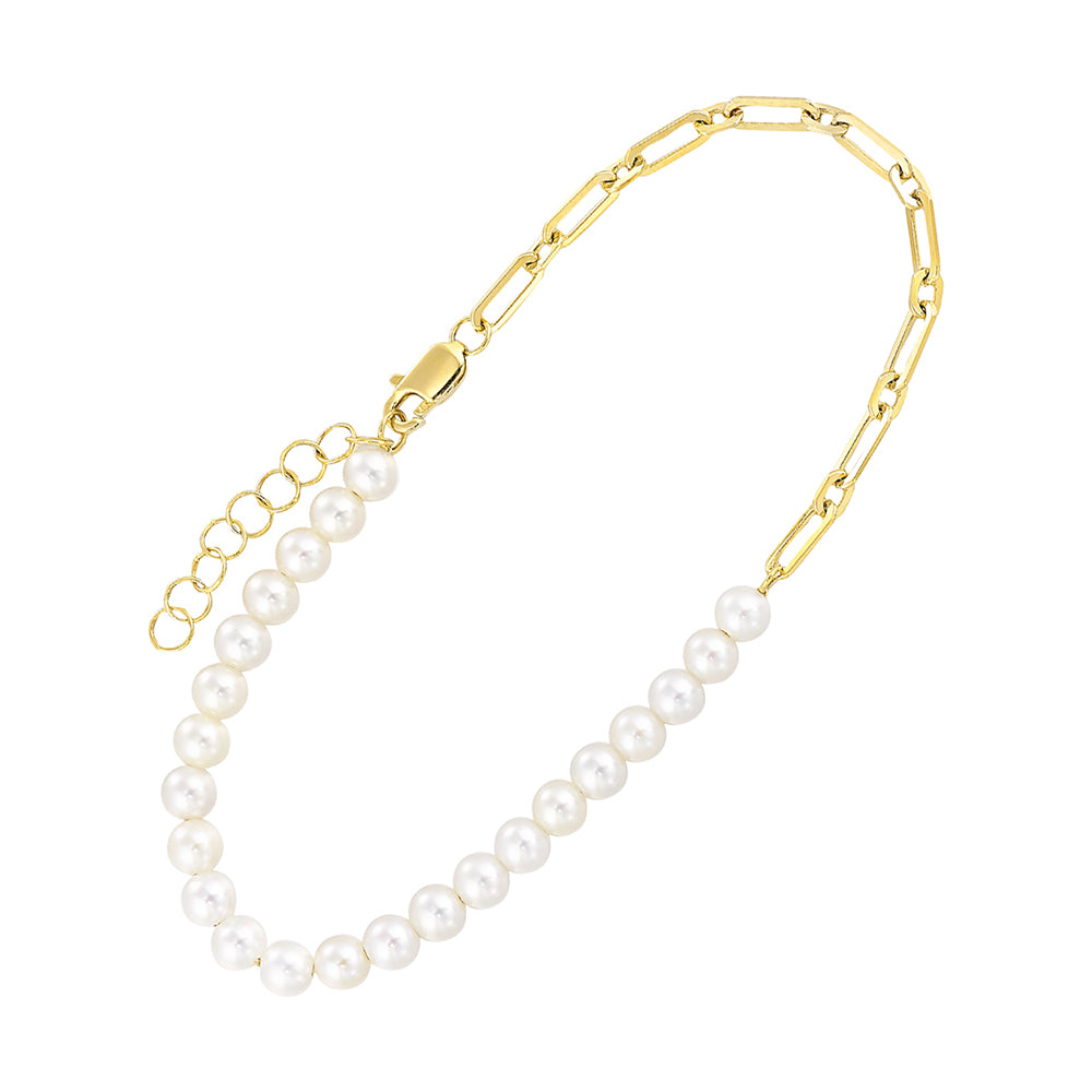 14Kt Yellow Gold Pearl Bracelet