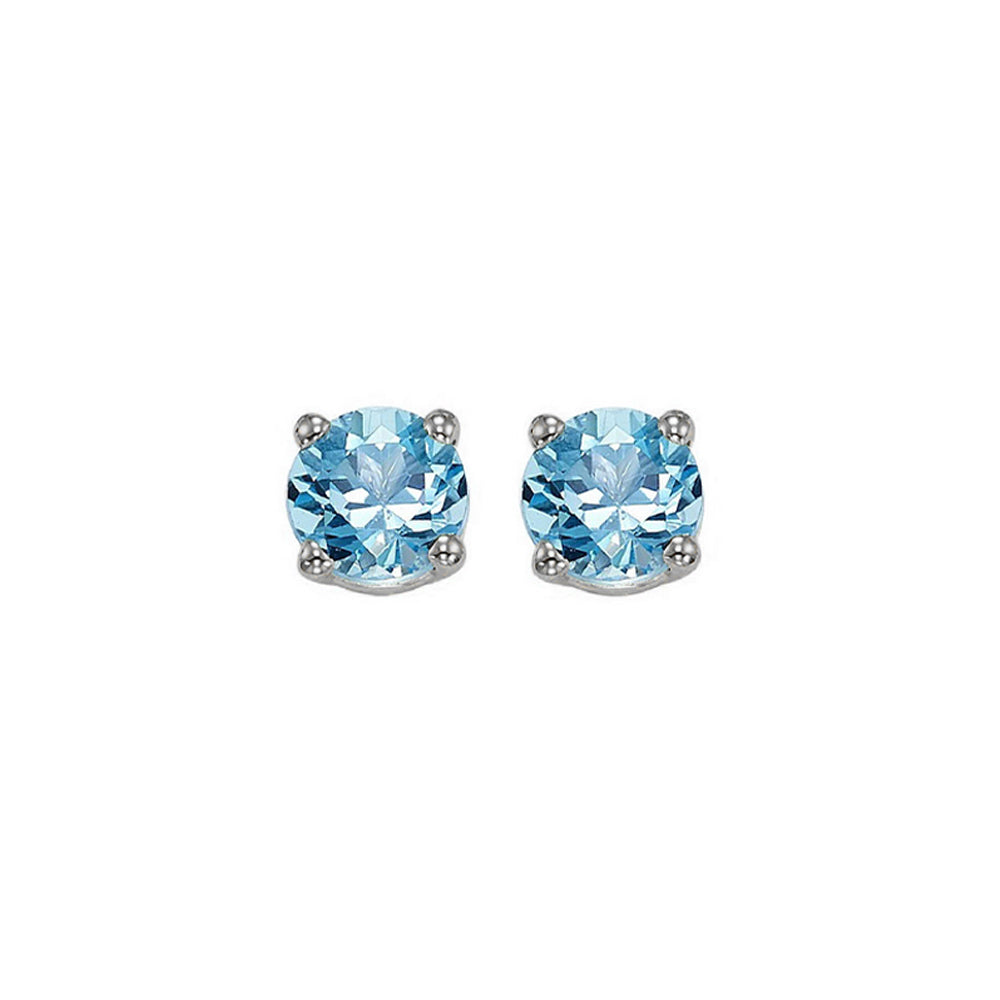 14Kt White Gold & Blue Topaz 1Ctw Earring