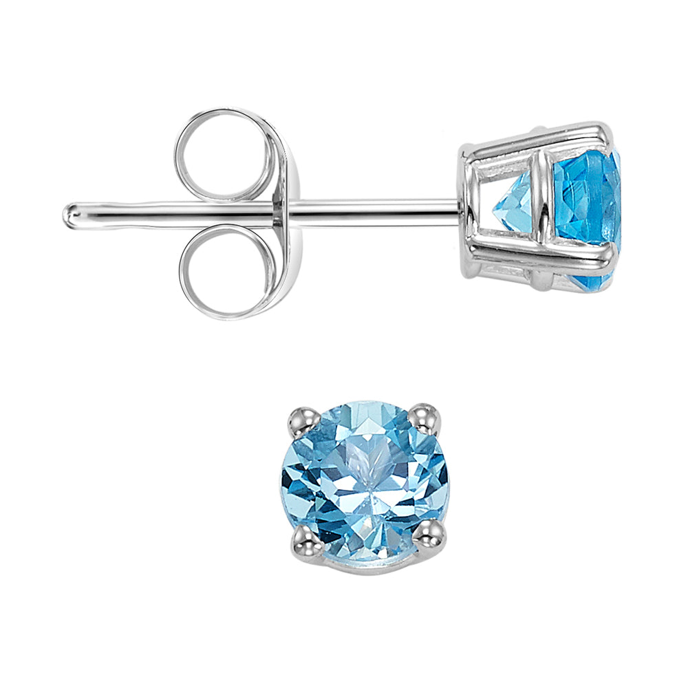 14Kt White Gold & Blue Topaz 1Ctw Earring