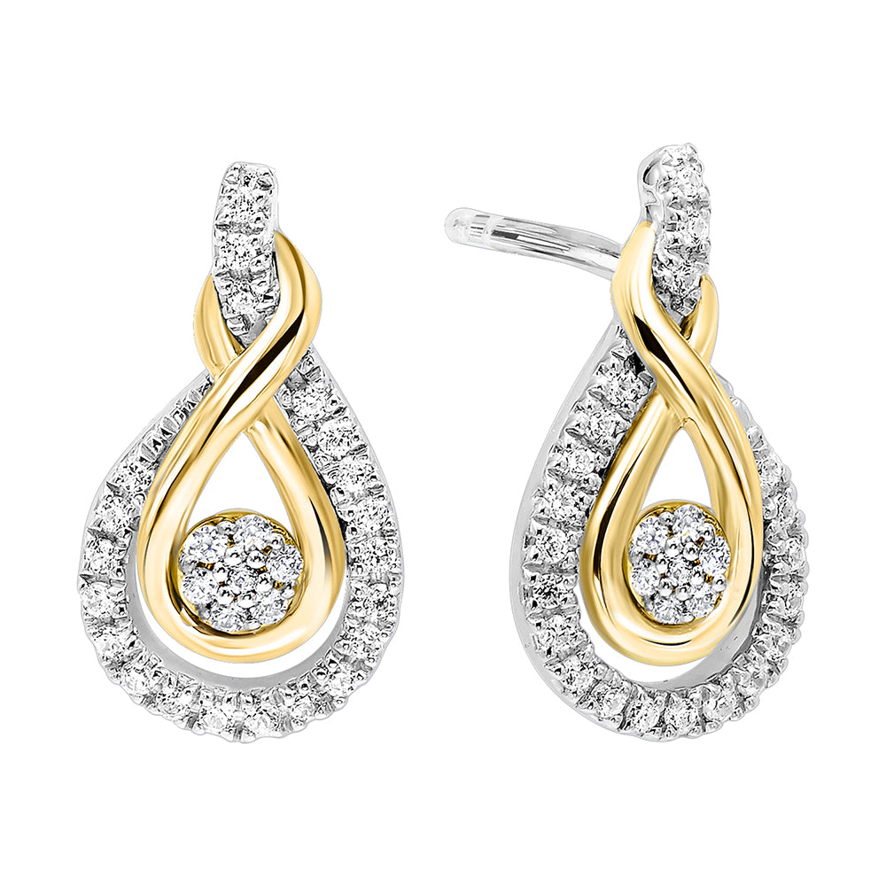 Gold Silver White Yellow Diamond 1/5Ctw Earring