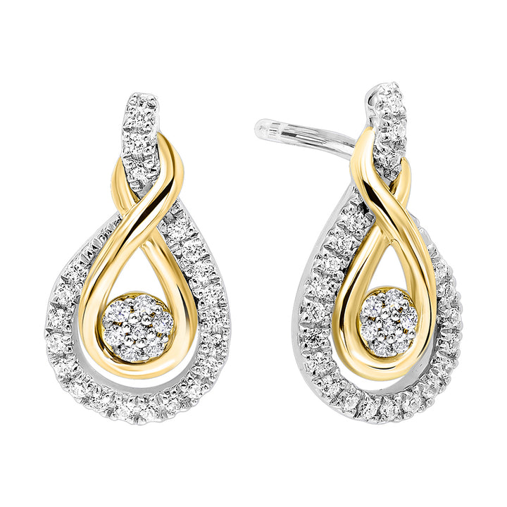 Gold Silver White Yellow Diamond 1/5Ctw Earring
