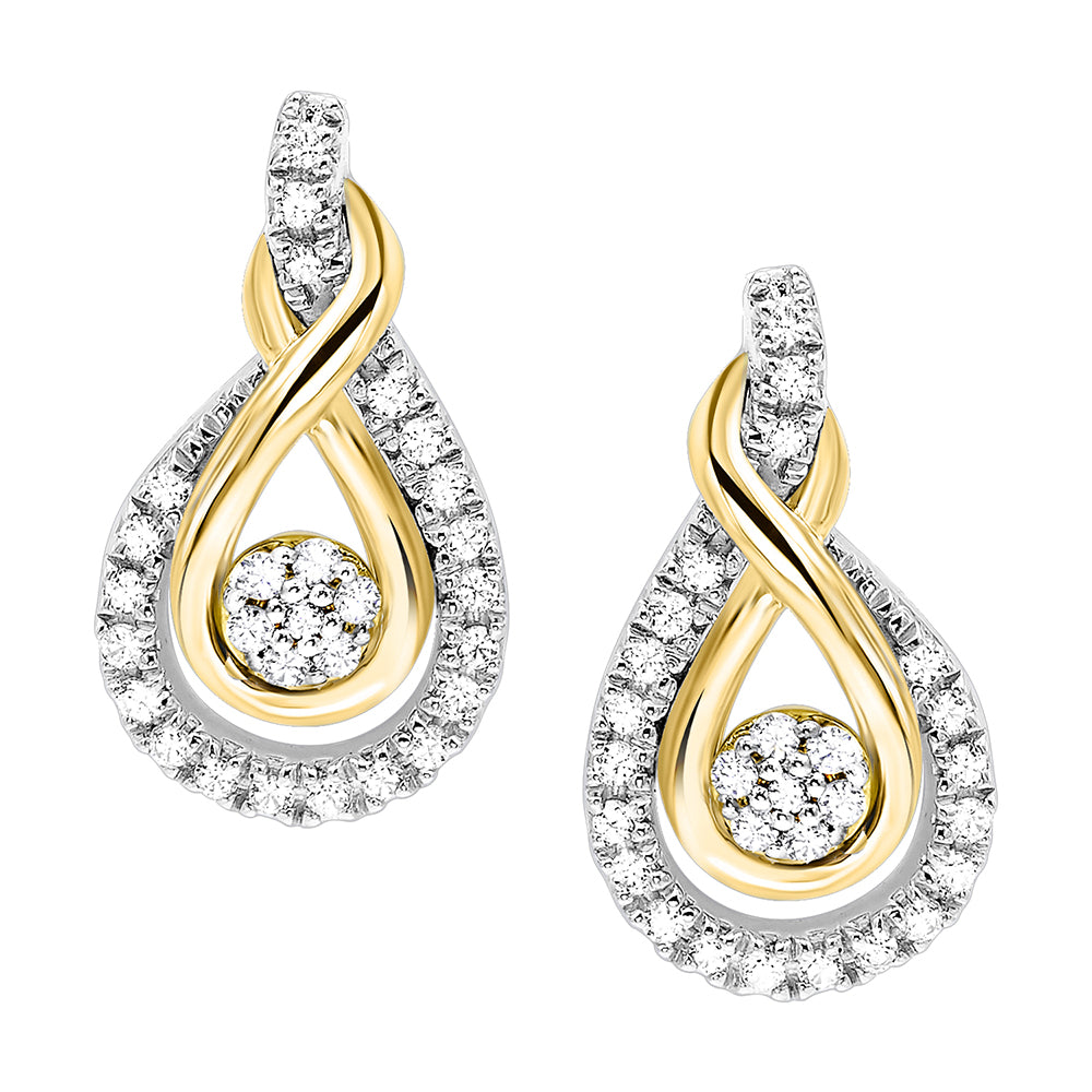 Gold Silver White Yellow Diamond 1/5Ctw Earring
