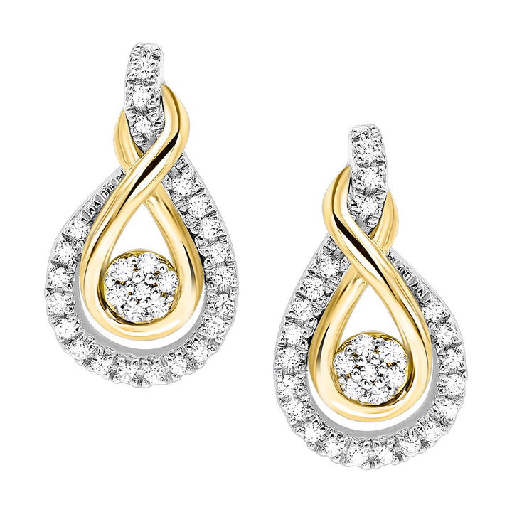Gold Silver White Yellow Diamond 1/5Ctw Earring