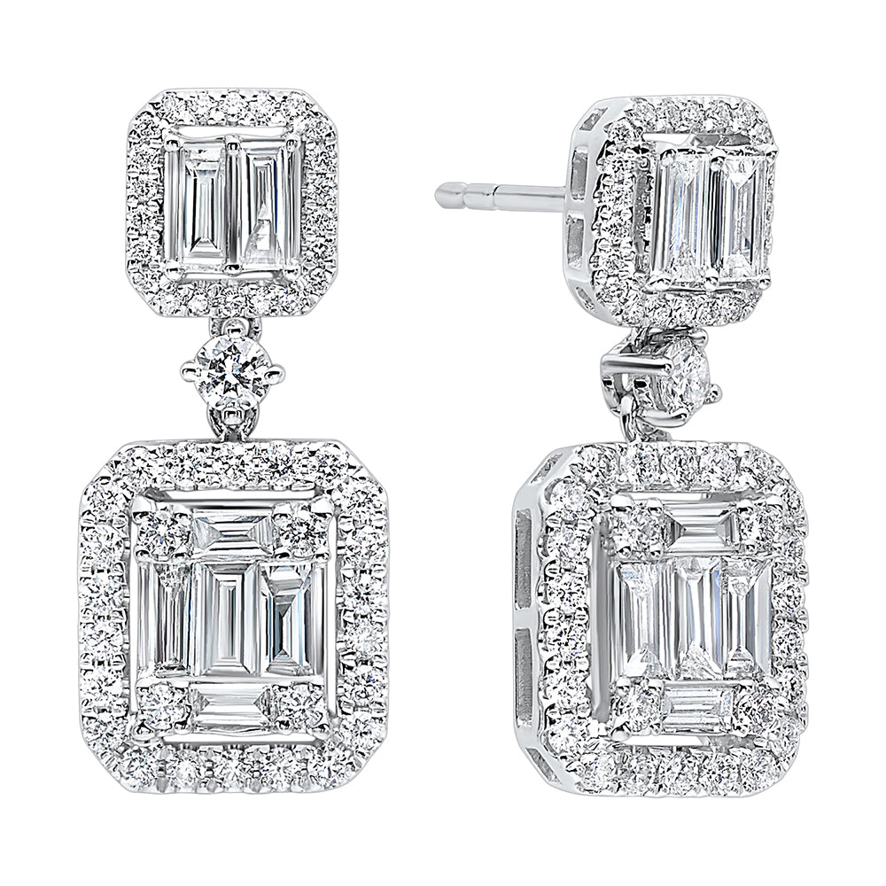 14Kt White Gold Diamond 1 1/2Ctw Earring