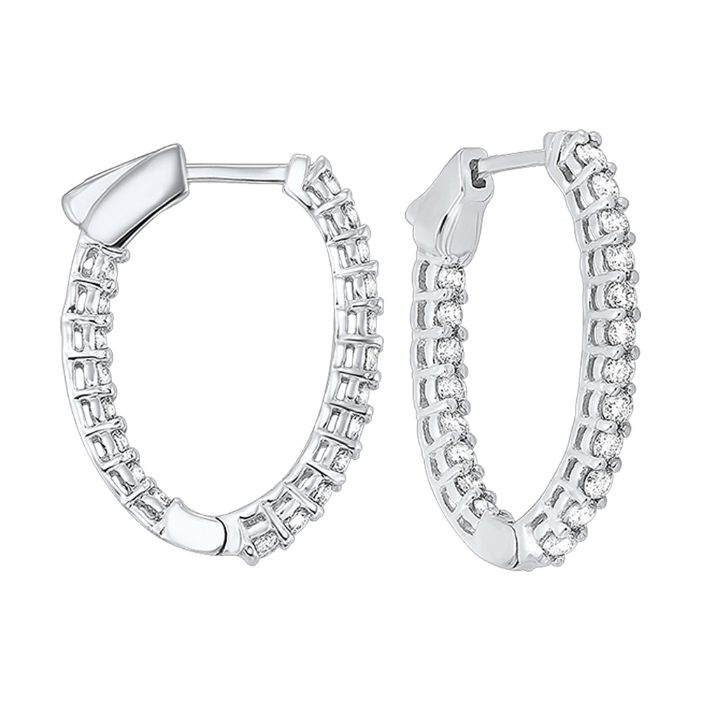14Kt White Gold Diamond 1Ctw Earring (Oval Shape)