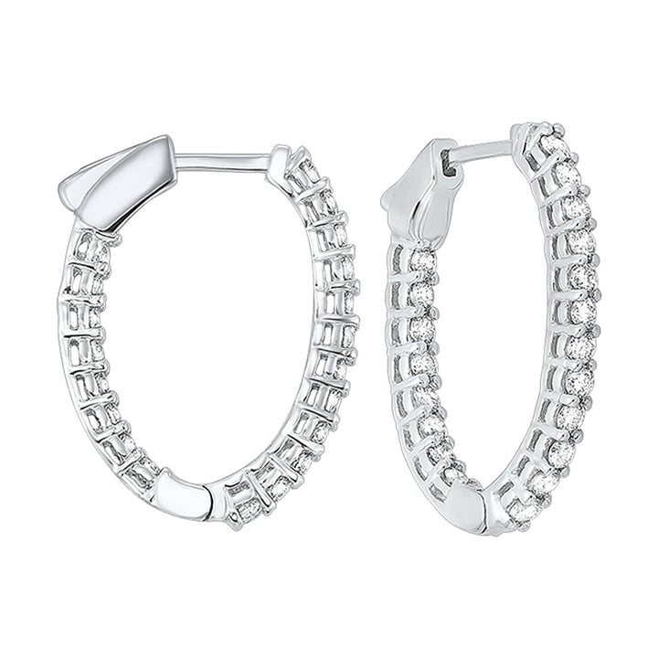 14Kt White Gold Diamond 1Ctw Earring (Oval Shape)