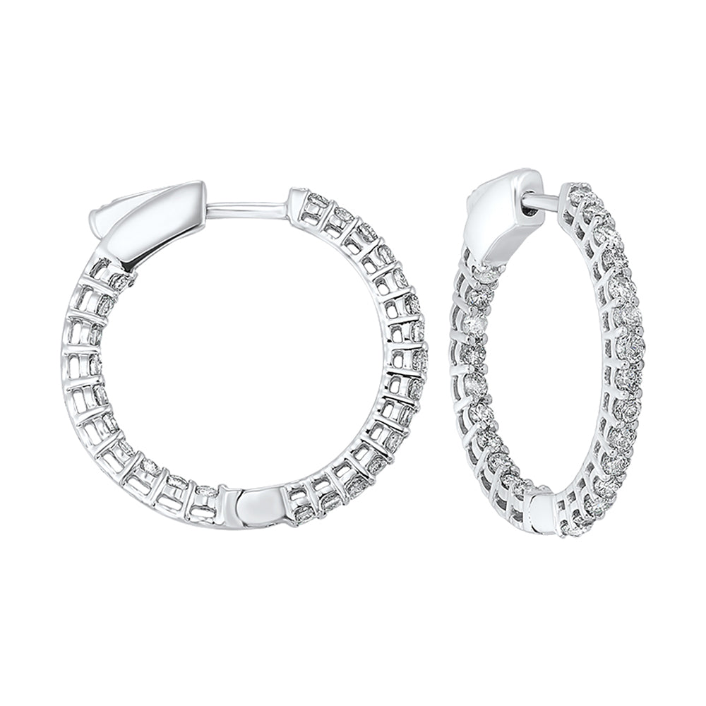 14Kt White Gold Diamond 1Ctw Earring (Round Shape)