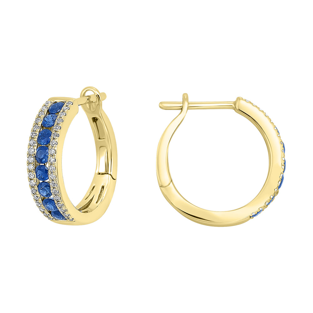14Kt Yellow Gold Diamond 1/5Ctw & Sapphire 5/8Ctw Earring