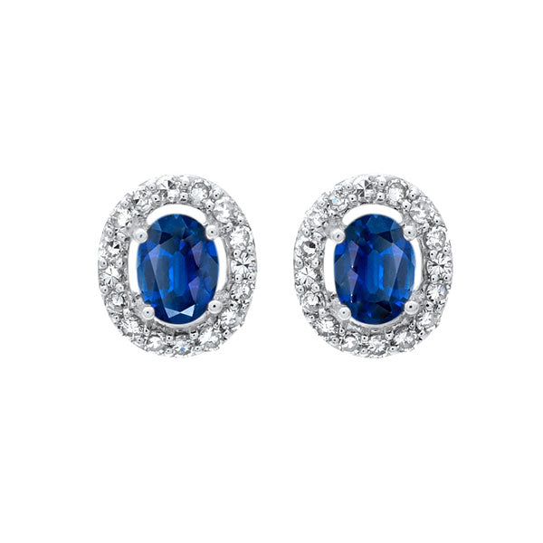 10Kt White Gold Diamond 1/6Ctw & Sapphire 1/2Ctw Earring