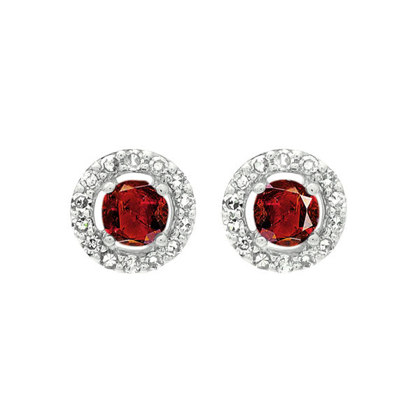 10Kt White Gold Diamond 1/10Ctw & Ruby 1/3Ctw Earring