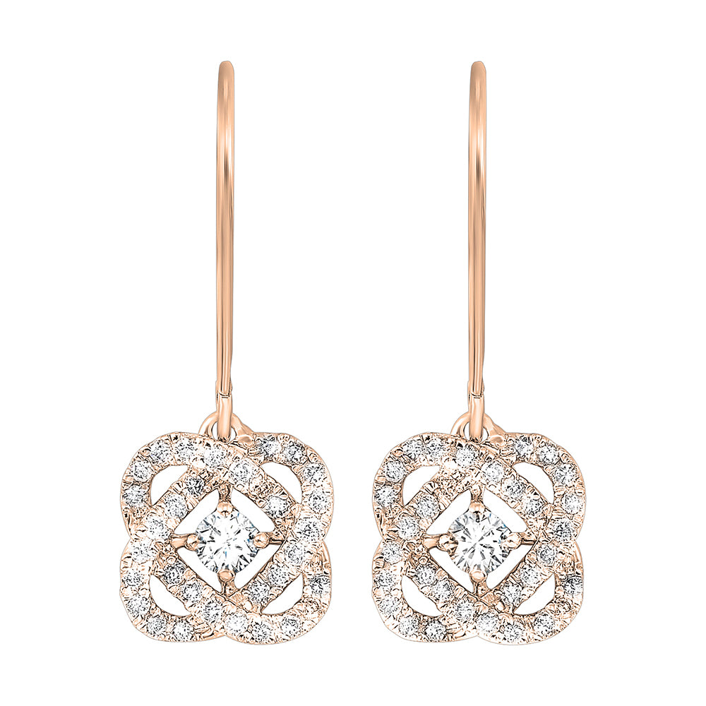 14Kt Rose Gold Diamond 3/4Ctw Earring
