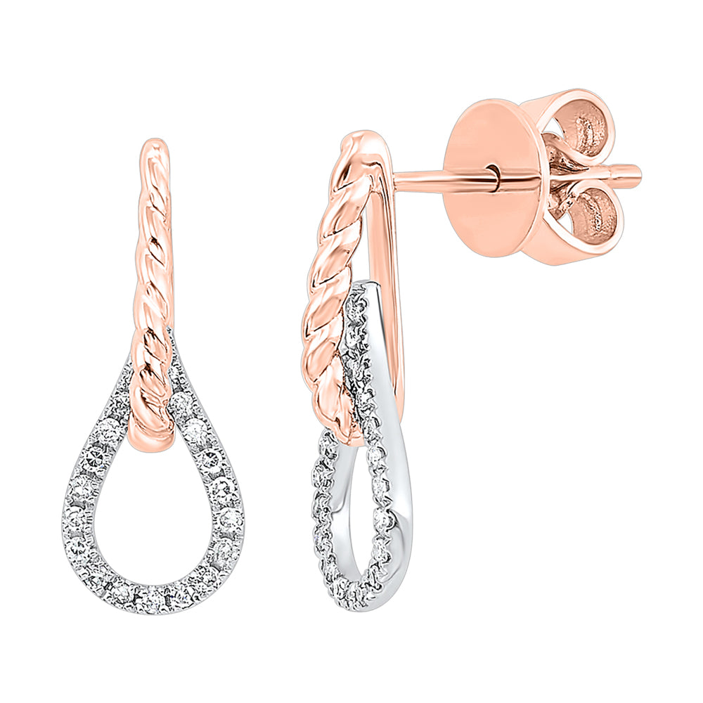 14Kt White Rose Gold Diamond 1/10Ctw Earring