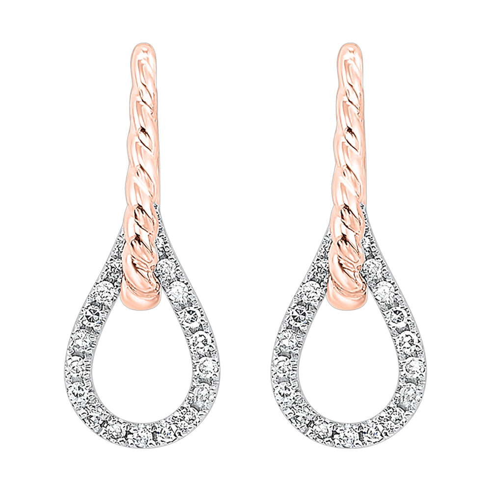 14Kt White Rose Gold Diamond 1/10Ctw Earring