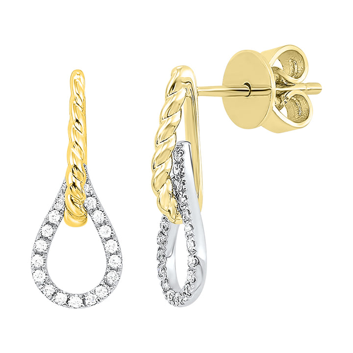 14Kt White Yellow Gold Diamond 1/10Ctw Earring