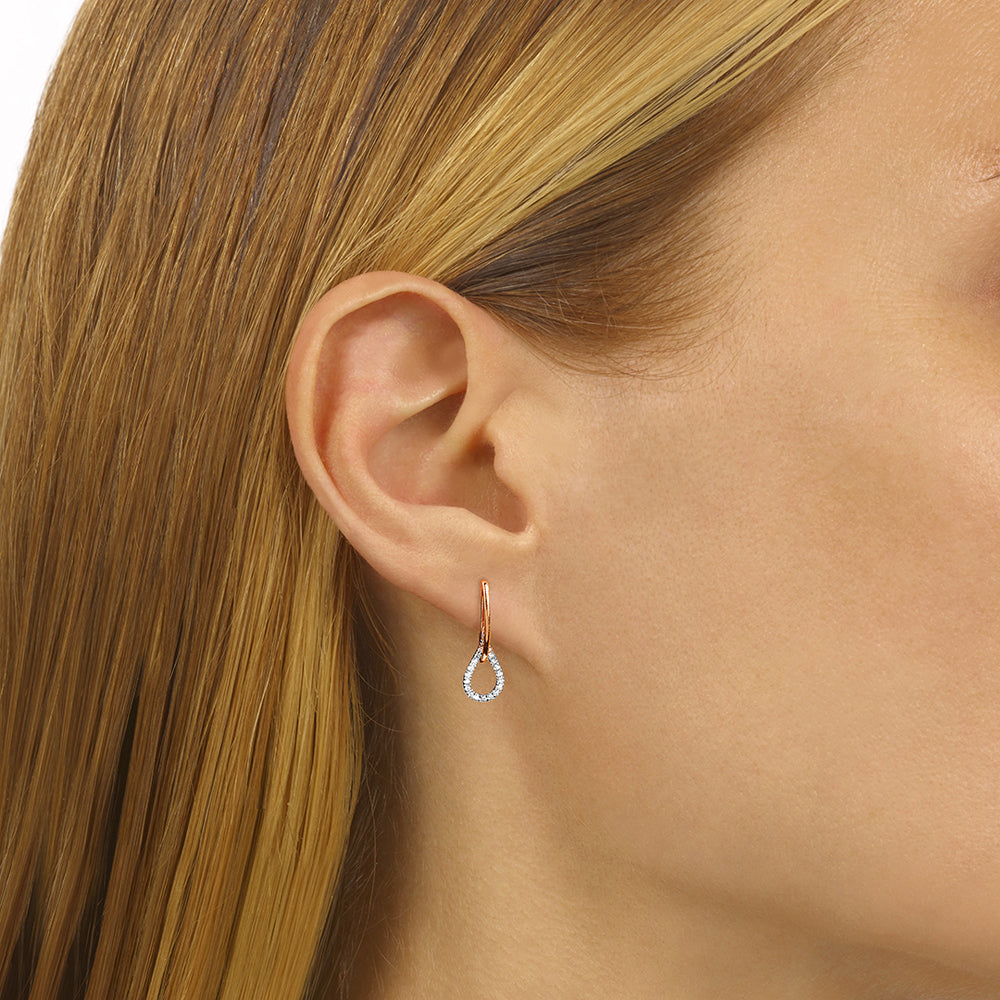 14Kt White Rose Gold Diamond 1/8Ctw Earring