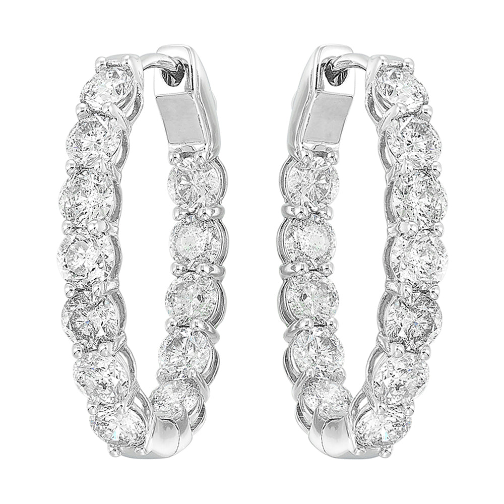 14Kt White Gold Diamond 7Ctw Earring (Oval Shape)