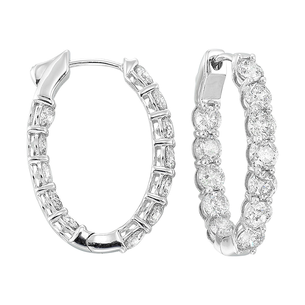 14Kt White Gold Diamond 7Ctw Earring (Oval Shape)
