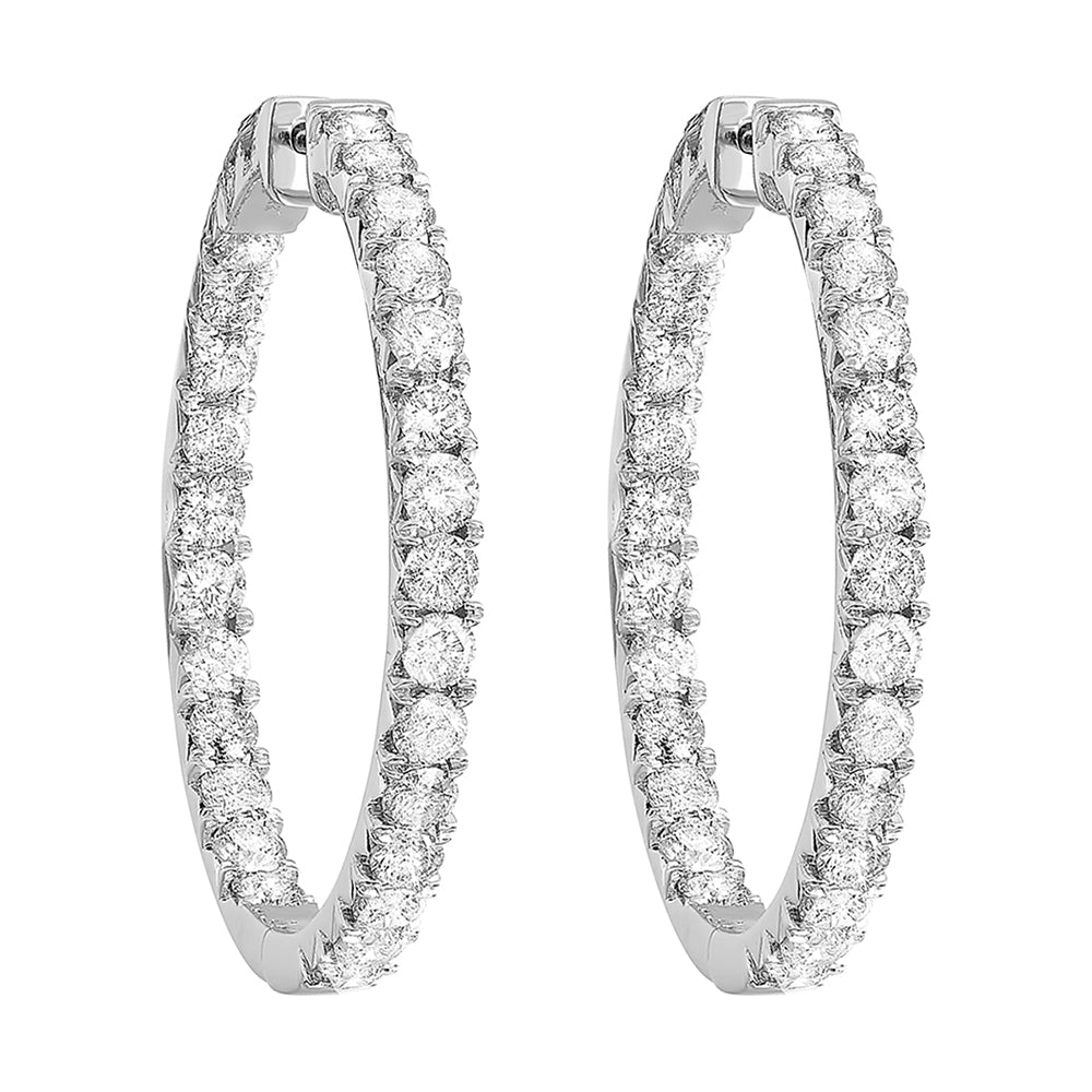 14Kt White Gold Diamond 2Ctw Earring (Round Shape)