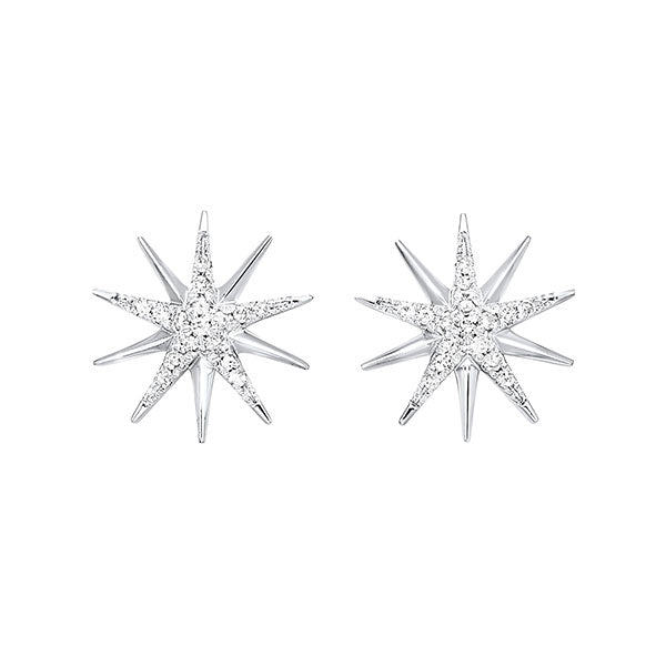 Silver White Diamond 1/10Ctw Earring