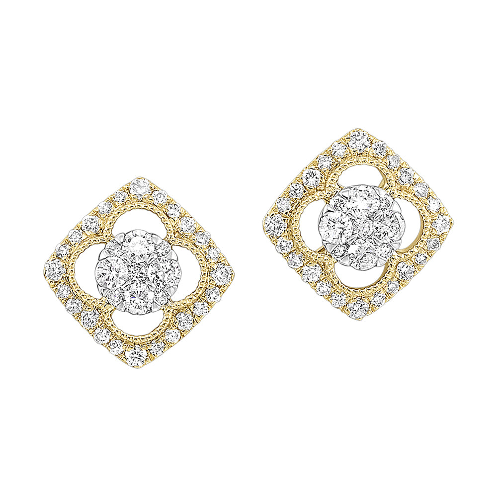 14Kt White Yellow Gold Diamond 1/2Ctw Earring