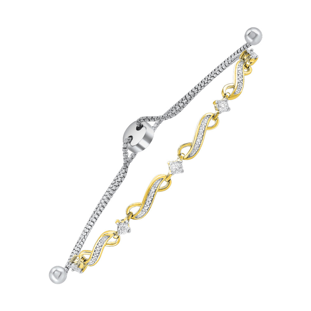 Silver White Yellow Diamond 1/8Ctw Bracelet
