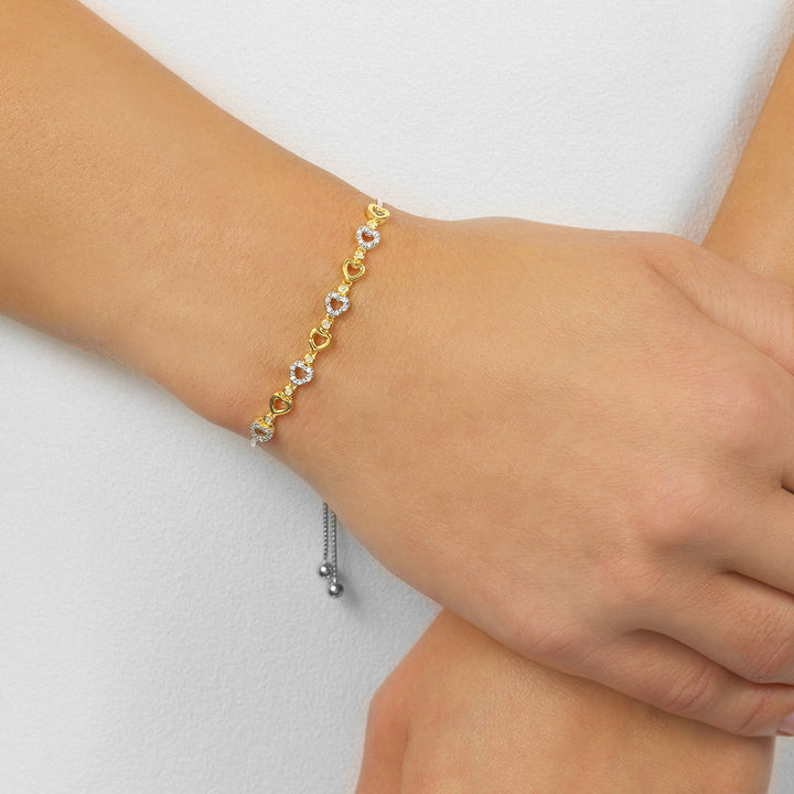 Silver White Yellow Diamond 1/8Ctw Bracelet