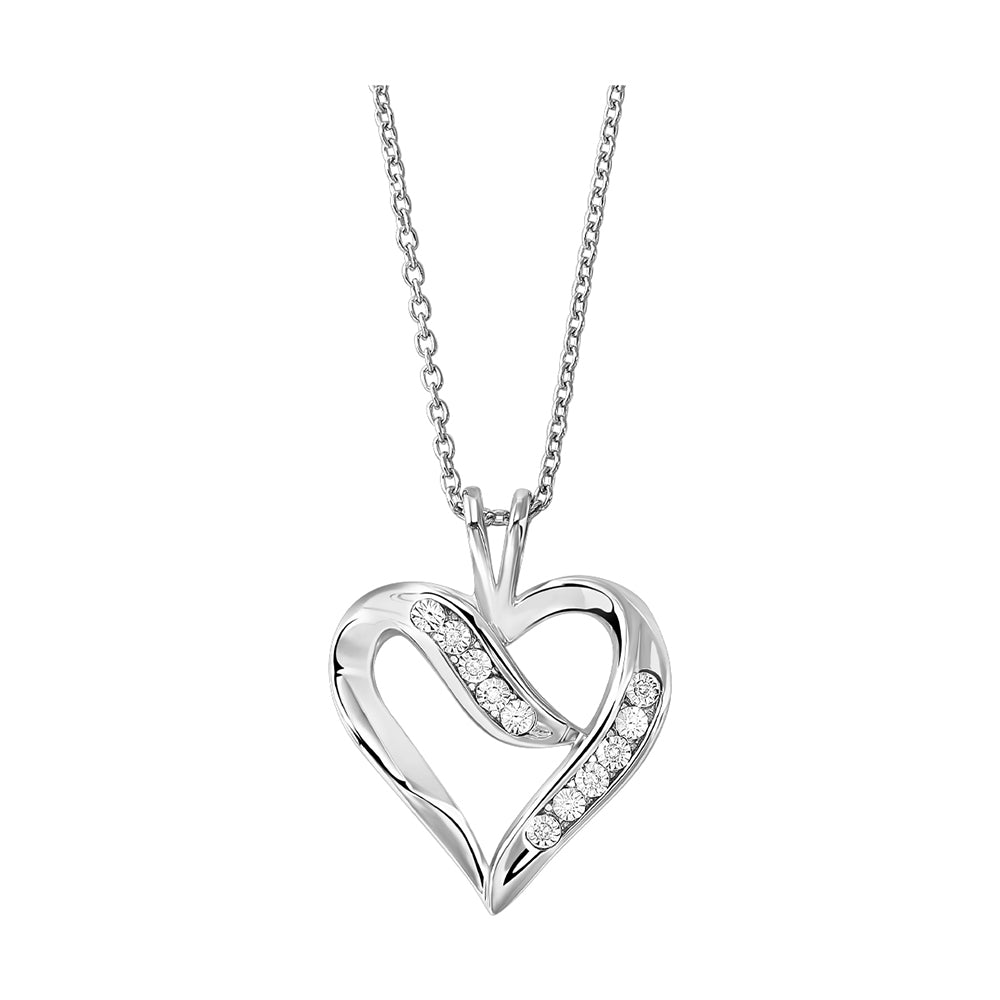 Silver White Diamond 1/50Ctw Pendant