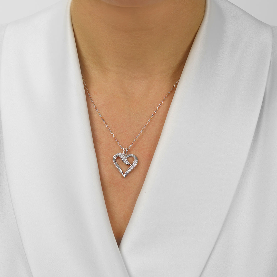 Silver White Diamond 1/50Ctw Pendant