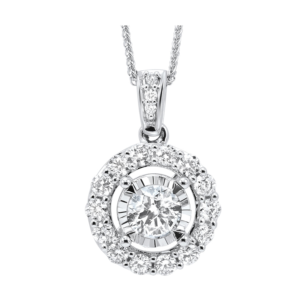 14Kt White Gold Diamond 1Ctw Pendant