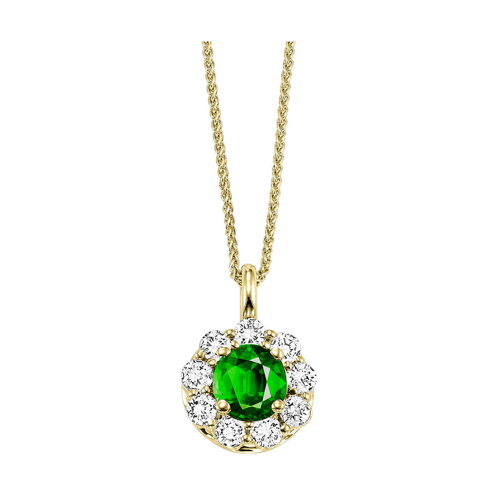 14Kt Yellow Gold Diamond 3/8Ctw & Emerald 1/2Ctw Pendant
