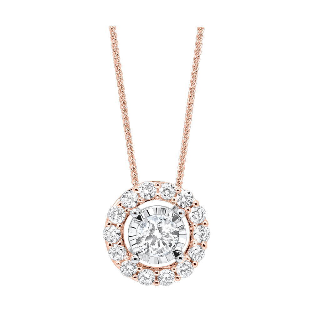 14Kt Rose Gold Diamond 1Ctw Pendant