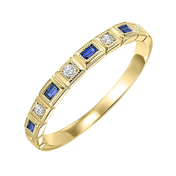 10Kt Yellow Gold Diamond 1/15Ctw & Sapphire 1/8Ctw Ring