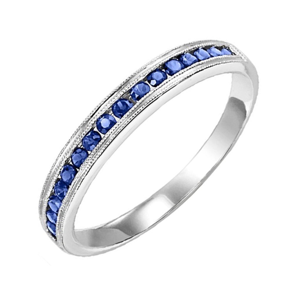 14Kt White Gold Diamond 1/6Ctw & Sapphire 1/5Ctw Ring