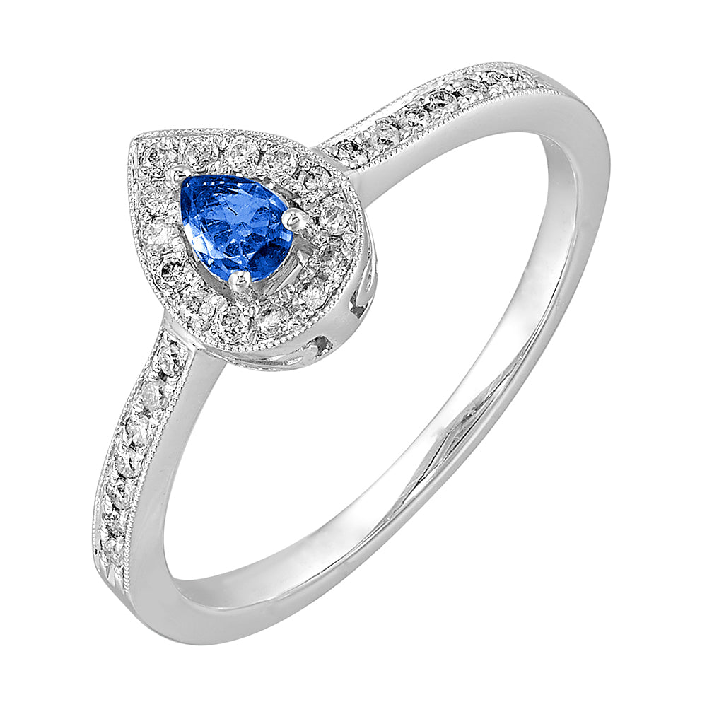 14Kt White Gold Diamond 1/7Ctw & Sapphire 1/7Ctw Ring