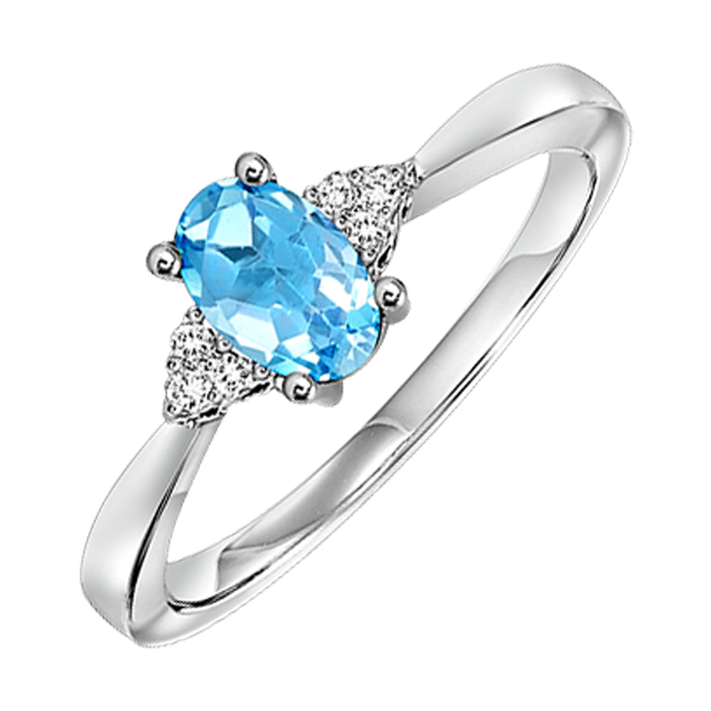 10Kt White Gold Diamond 1/25Ctw & Blue Topaz 1/2Ctw Ring