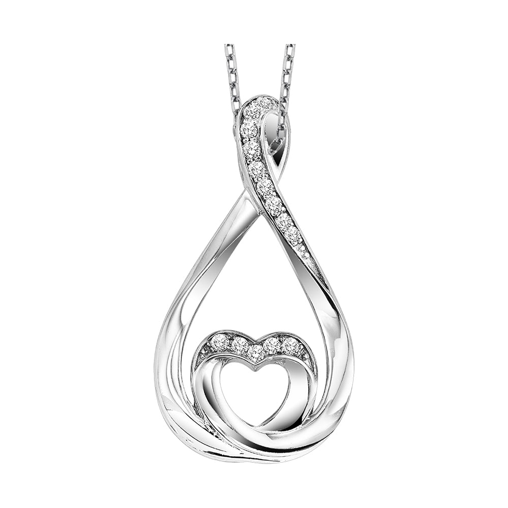 Silver White Diamond 1/20Ctw Pendant