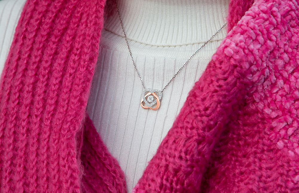 14Kt White Rose Gold Diamond 1/3Ctw Necklace