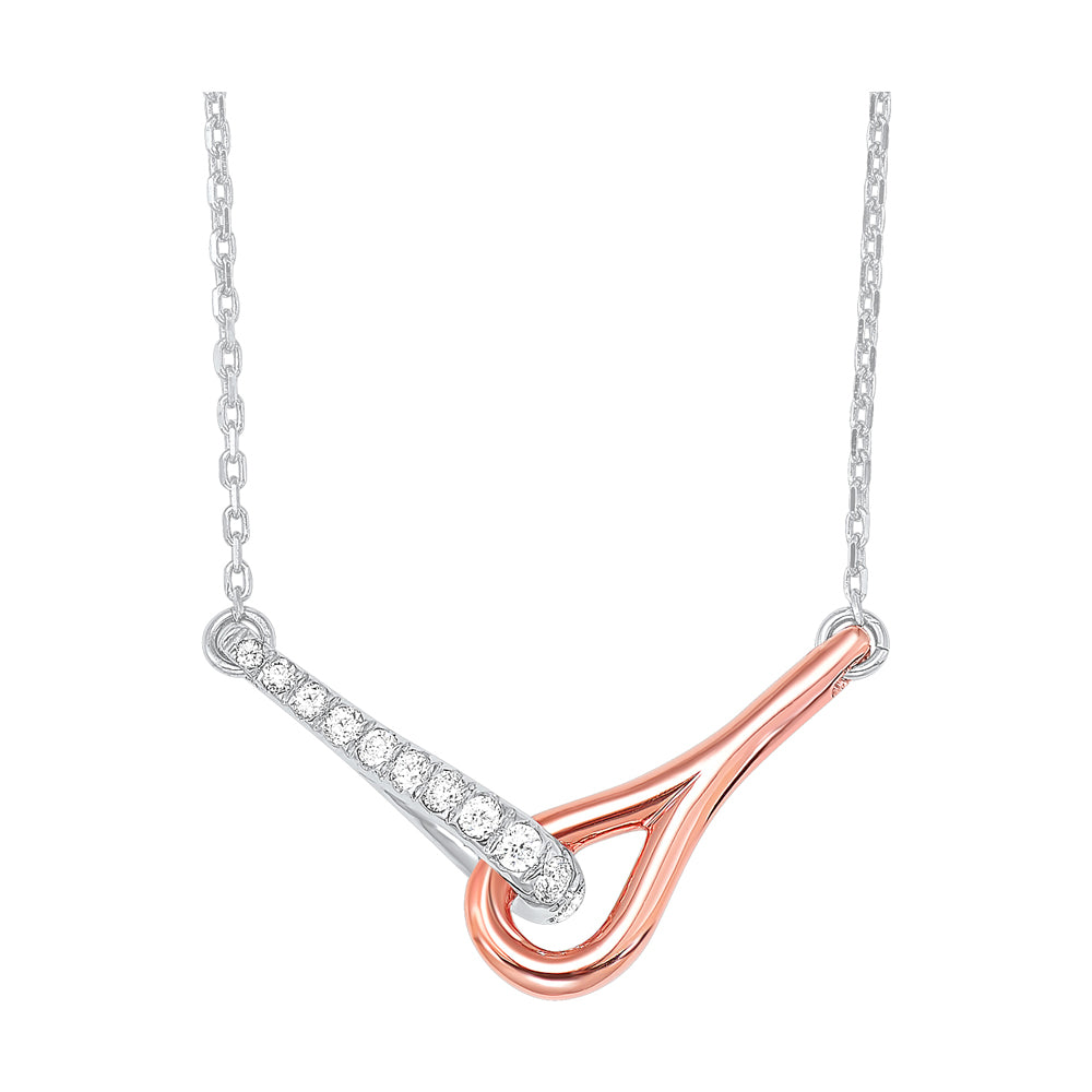 Gold Silver White Rose Diamond 1/4Ctw Necklace