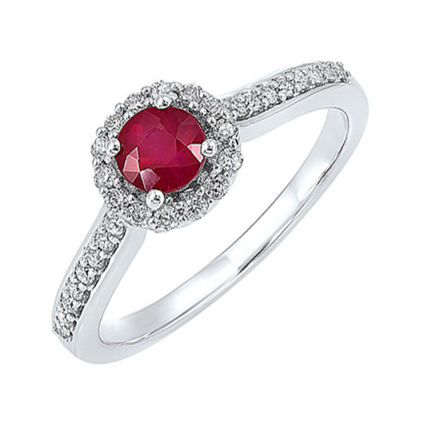 14Kt White Gold Diamond 1/3Ctw & Ruby 1/3Ctw Ring