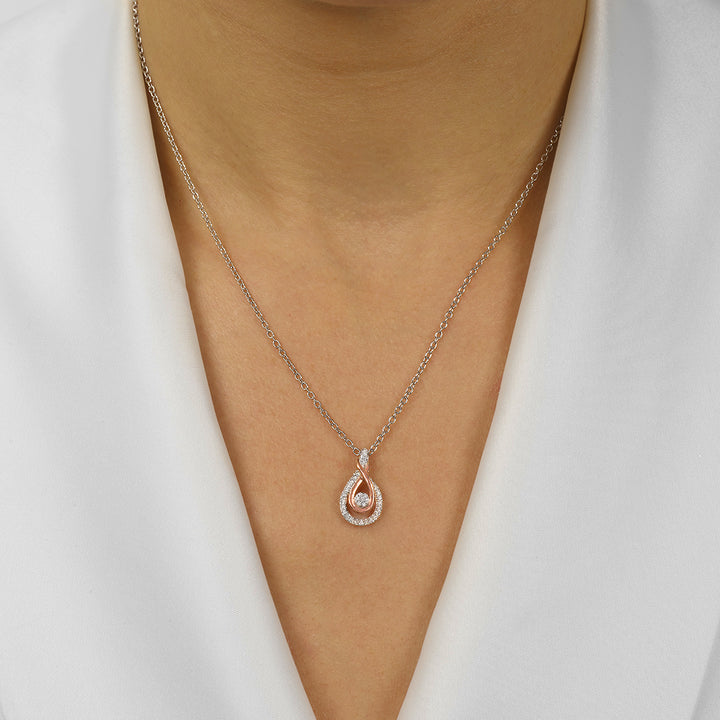 Gold Silver White Rose Diamond 1/6Ctw Pendant