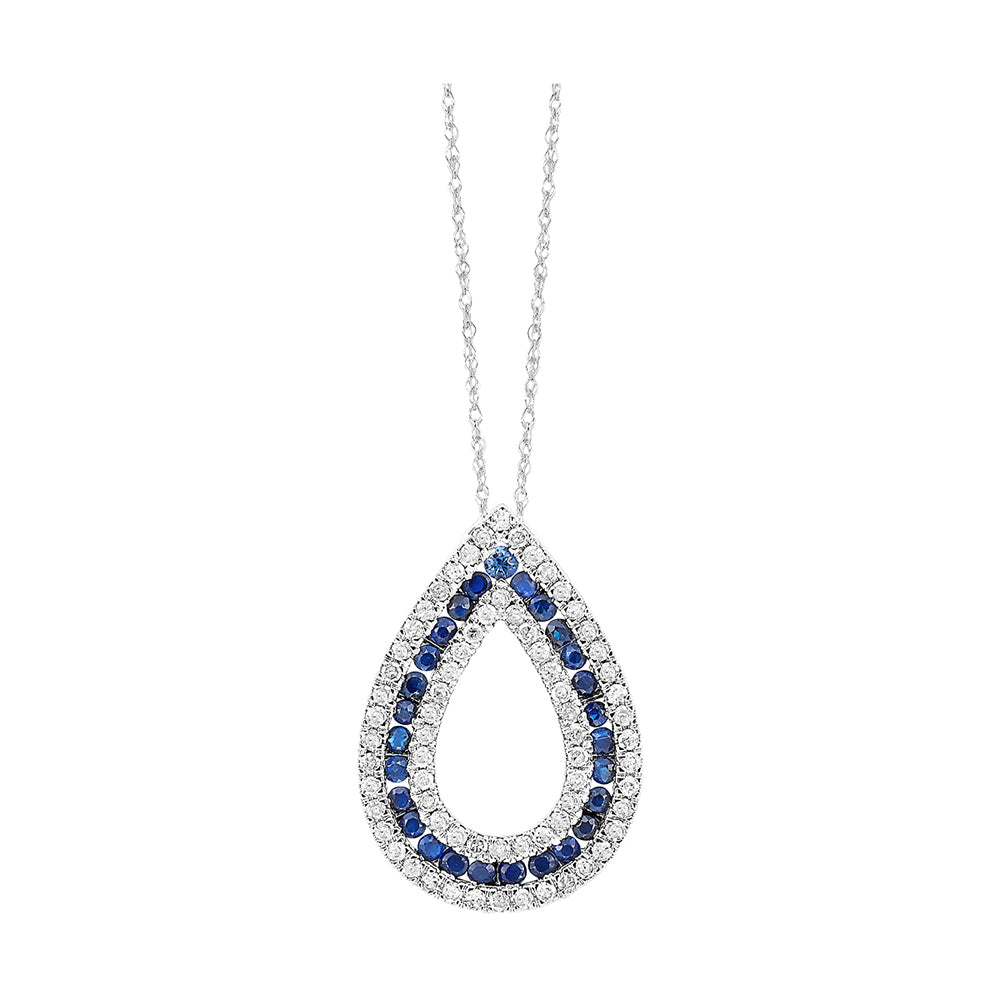 14Kt White Gold Diamond 1/2Ctw & Sapphire 5/6Ctw Pendant
