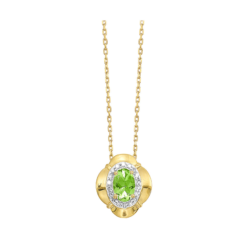 10Kt Yellow Gold Diamond 1/15Ctw & Peridot 1/2Ctw Pendant