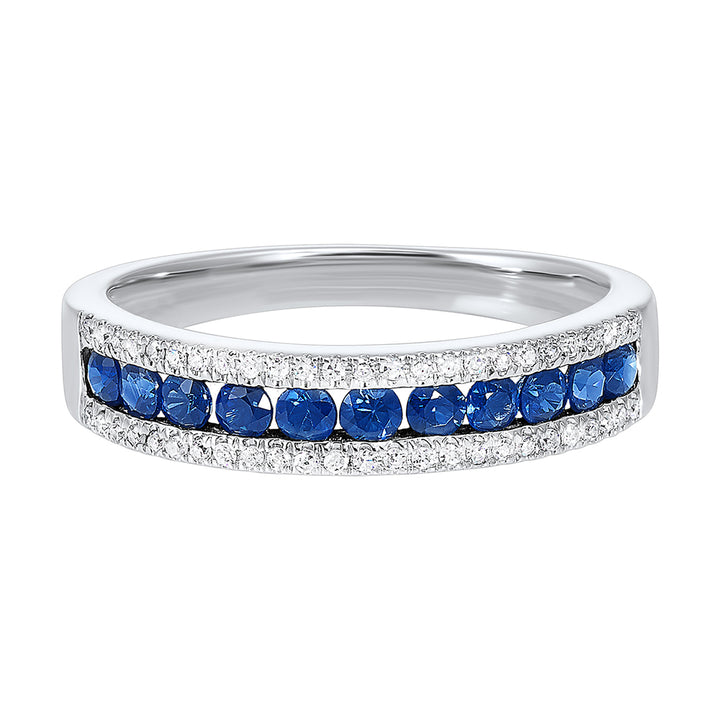 14Kt White Gold Diamond 1/8Ctw & Sapphire 1/2Ctw Ring
